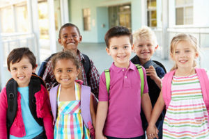 group of children ready for school